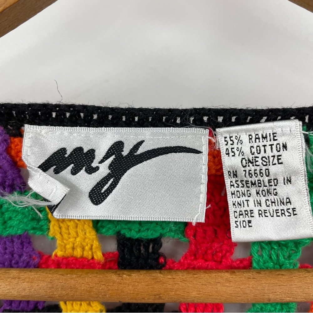 VTG my Rainbow Crochet Open Knit Cropped Sweater M L - Picture 6 of 7